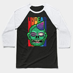 Rainbow Undead Zombie Party | Colorful Halloween Baseball T-Shirt